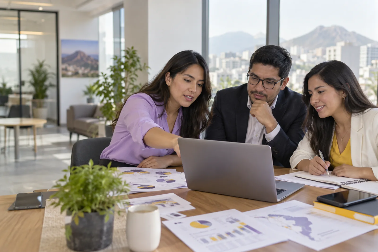 Imagen ilustrativa de un equipo analizando información de mercado